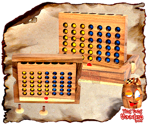 handmade connect four strategy game with wooden chips made in chiang mai ting tong wooden factory