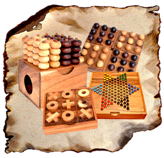 Drewniana gra strategiczna w drewnianym pudełku Samanei lub jako gra planszowa jak cztery wygrane, Ajongoo, Hus, żwir, szachy, Kalaha