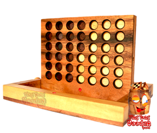 connect four, bingo chips four in a row wooden strategy game monkey pod