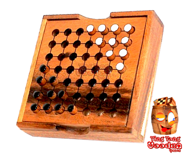 halma for 2 players as a small travel version in wooden box from monkey pod Thailand