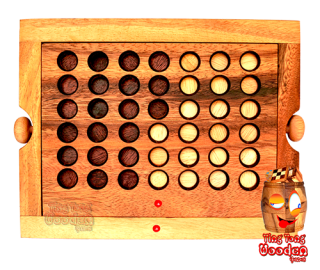 Win the Strategy Game in Samanea Wood with Chips for 2 players also called Bingo or Connect Four