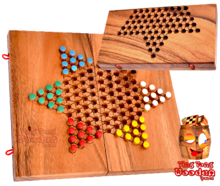 Chinese Checkers, Halma oder Sternhalma Brett aus Holz Monkey Pod Thailand