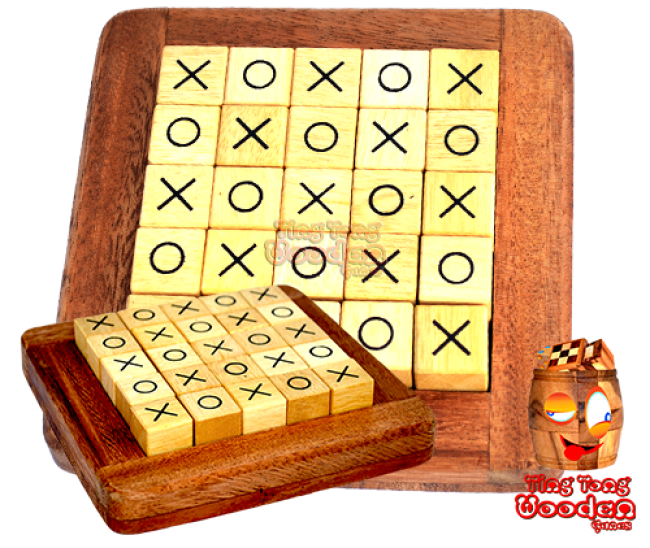Quixo, Cross Road or Tic Tac Toe Wooden strategy game for 2 people Monkey Pod Thailand
