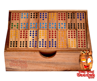 domino 12 family box domino with 96 wooden dominoes monkey pod wooden game Thailand