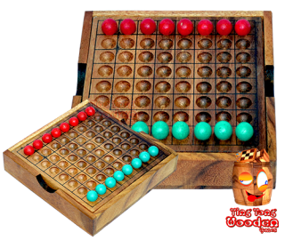 Thai Checker Strategiespiel in Holzbox Monkey Pod Thai wooden games