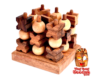 3D Tic Tac Toe mały gra strategiczna XO w 3D jako drewniana gra drewniana Tajlandia