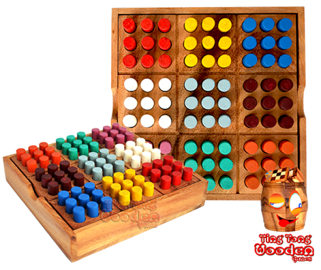 Colored sudoku colour sudoku 9x9 in einer wooden box aus monkey pod thai wooden games 