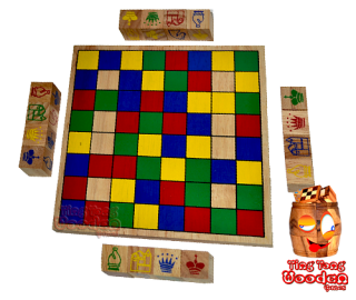 Ajongoo colored cube chess for 4 players as a strategic entertainment game monkey pod wooden games thailand