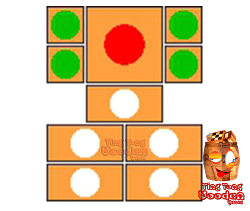 try to solve the khun pan wooden game with the template for 32 steps to solve the wooden puzzle