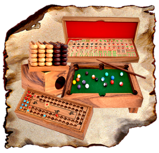 Все игры на деревянных играх Стратегические игры и игры в кости в Samanea Wood and Monkey Pod