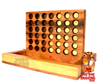 Gagnez le jeu de stratégie en Samanea Wood avec des jetons pour 2 joueurs également appelés Bingo ou Connect Four