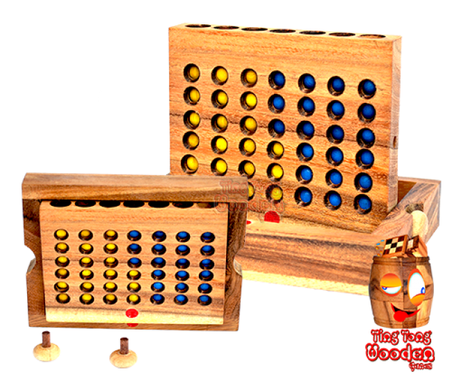 puissance 4 petits jeu de stratégie version en bois pour le voyage Bingo à emporter nous jouer en bois à Samanea en bois