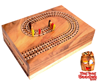 Cribbage boîte en bois pour 4 joueurs ou 4 équipes avec 2 joueurs chaque Boîte pliable en bois au plateau de jeu avec des cartes à jouer Jeux en bois de la Thaïlande