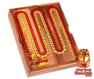 Cribbage wooden box a social game for 2 teams or only 2 players Monkey Pod Thailand wooden game