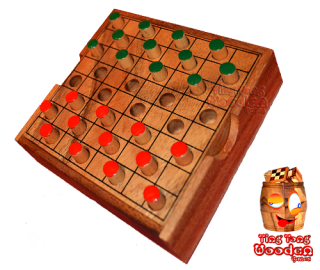 Colour Checkers das Dame Strategie Spiel in größeren Holzbox aus Monkey Pod Holz Thai wooden games