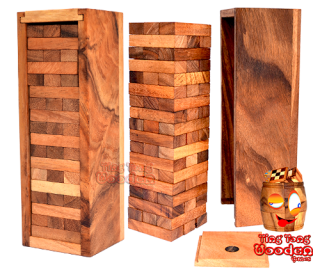 Wobbly Tower large der Wackelturm in großer Variante aus Holz Monkey Pod games Thailand