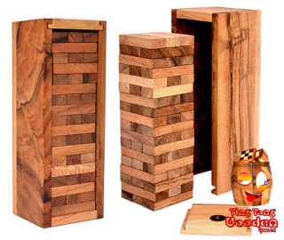 Wobbly Turm der Wackelturm medium  Wobbly Tower Variante aus Monkey Pod Holz games Thailand