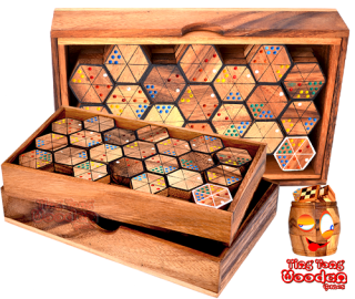 hexadomino hexamino domino wooden party game for all ages parlor game wooden games Thailand