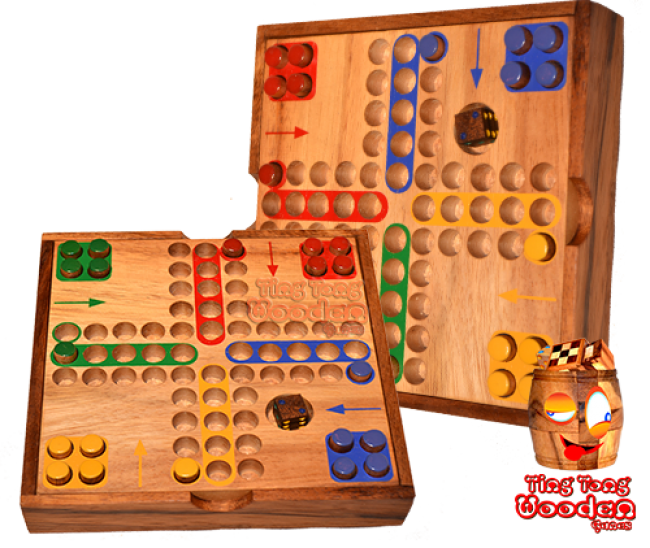 Ludjamgo Box Pins Six and Run Home Würfelspiel in Holzbox mit Stiften Monkey Pod Game Thailand