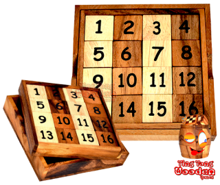 Ohne Fleiß kein Preis Slide 15 Spiel mit 15 Zahlen aus Monkey Pod thai wooden games