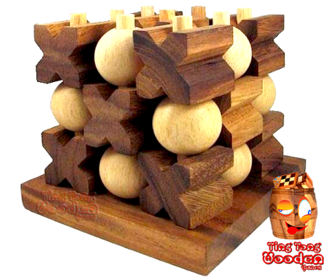 3D Tic Tac Toe large das XO Strategiespiel in 3D als Holzspiel wooden games thailand