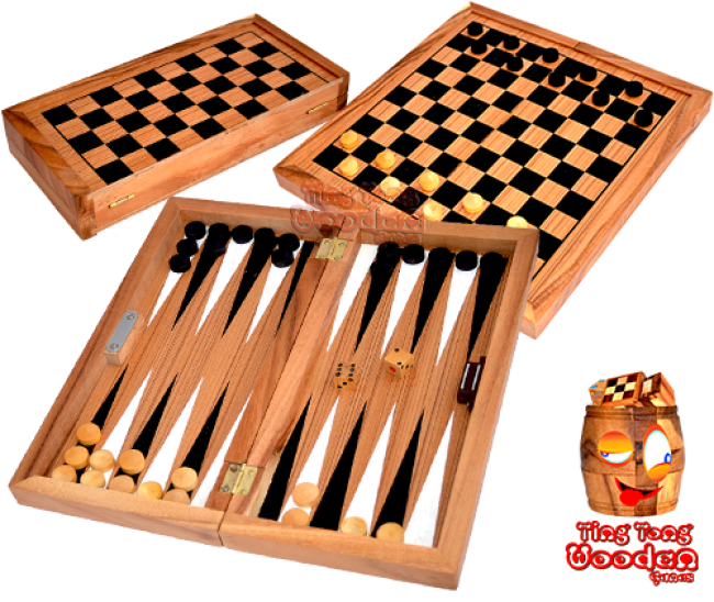 backgammon et dames dans une grande boîte en bois de singe pod jeux en bois thaïlandais