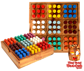 цветной судоку многоцветный судоку 9x9 в einer деревянный ящик aus monkey pod thai деревянные игры