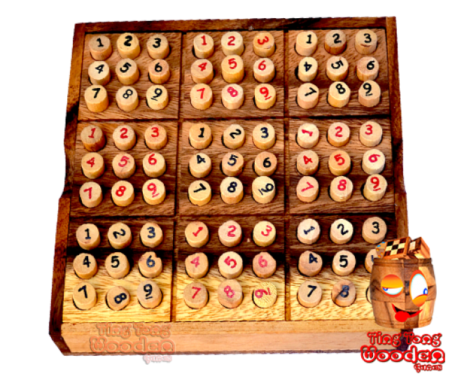 Sudoku 9x9 drewniany pudełko z prymkami czerwoną i czarną drewnianą sudoku małpy strąka drewniane gry Thailand
