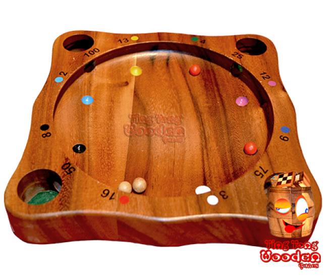 Tiroler roulette tyrolean roulette twister roulette, spinning top and sphere game monkey pod wooden games thailand