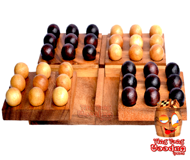 Pentago Holz Strategiespiel marble wood board Monkey Pod wooden games Thailand