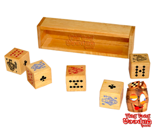 Dice poker 5 dice in wooden box to play for dice poker thai wooden games
