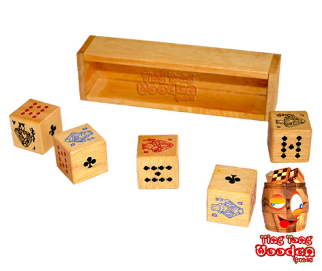 Würfelpoker 5 Spielwürfel in Holzbox zum spielen für Würfelpoker thai wooden games