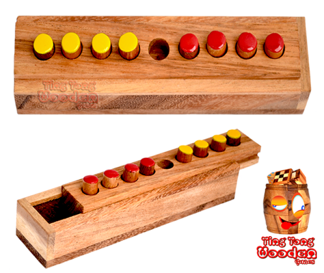 changing four strategy game in wooden box from monkey pod wooden games thailand