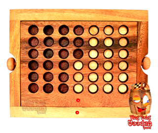 Connect Four das Strategiespiel in Holz mit Chips  für 2 Spieler auch Bingo oder Connect Four genannt